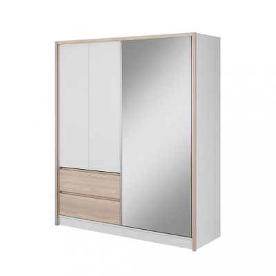 Schrank mit Schubladen und Spiegel 180 cm SALOME – Eiche Sonoma