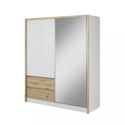 Schrank mit Schubladen und Spiegel 180 cm SALOME – Eiche Artisan