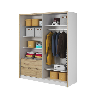 Schrank mit Schubladen und Spiegel 180 cm SALOME – Eiche Artisan