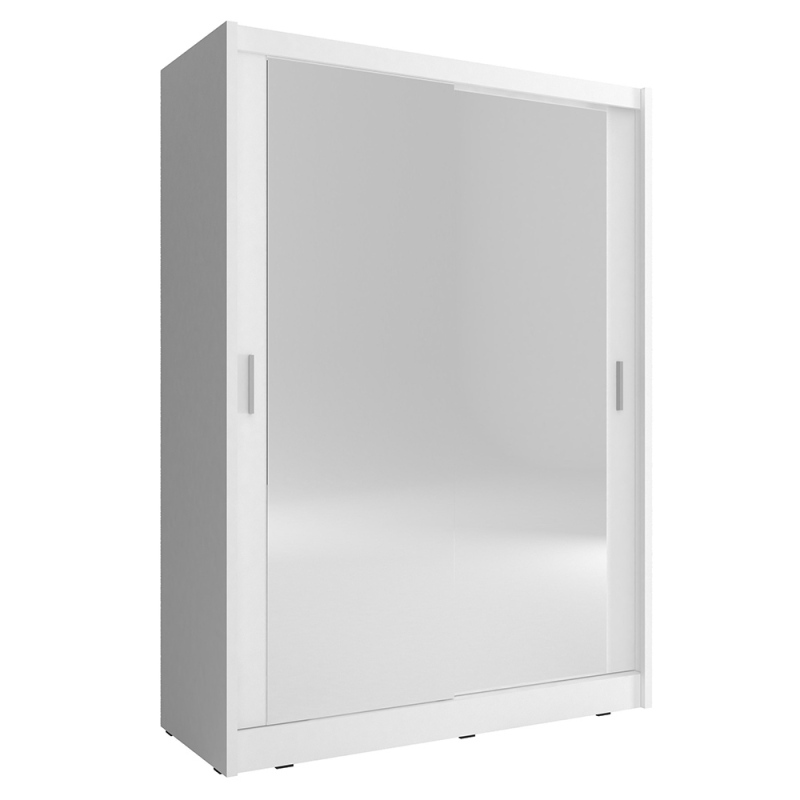 Spiegel-Schwebetürenschrank 130 cm MARVAN – weiß