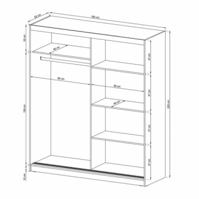 Schwebetürenschrank 180 MARVAN – Graphit