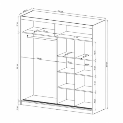 Schwebetürenschrank 200 cm MARVAN – Weiß