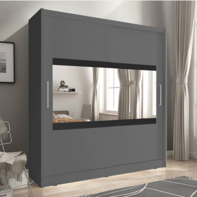 Kleiderschrank mit Spiegel 200 cm MARVAN 4 – graphit