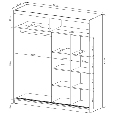 Kleiderschrank 200 cm WESTON – graphit