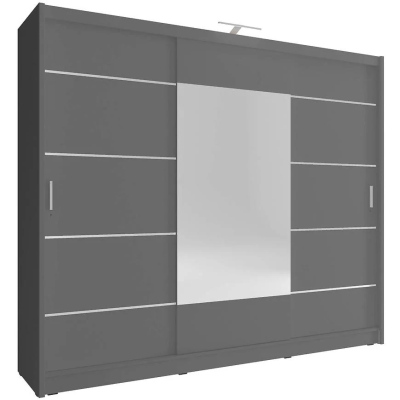 Dreitüriger Kleiderschrank mit Spiegel 250 cm WESTON – graphit