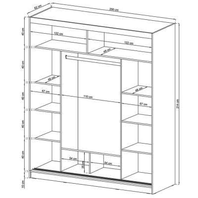 Dreitüriger Kleiderschrank mit Spiegel 250 cm WESTON – graphit