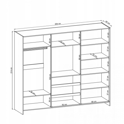 TV-Schrank 250 cm MARKEL – graphit