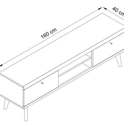 Fernsehtisch 160 cm PAVLIS – Riviera-Eiche / Weiß