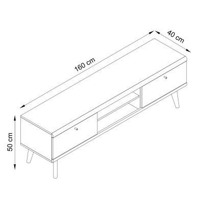 Fernsehtisch 160 cm PAVLIS – Riviera-Eiche / Weiß