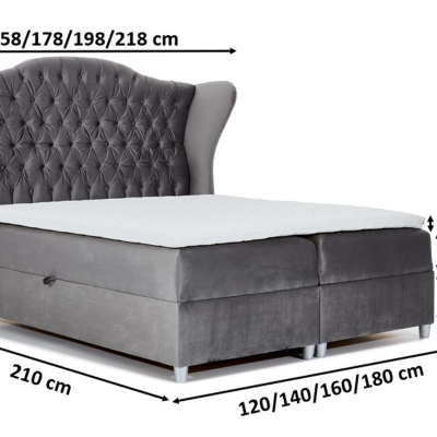 Luxus-Boxspringbett 120x200 RIANA – grün + GRATIS-Topper