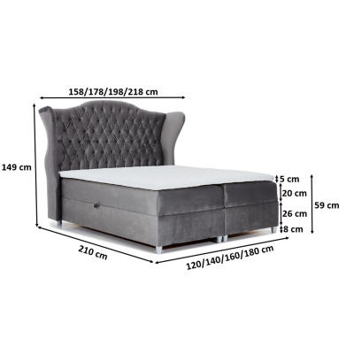 Luxus-Boxspringbett 120x200 RIANA – grün + GRATIS-Topper