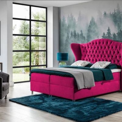 Luxus-Boxspringbett 120x200 RIANA – rosa + GRATIS-Topper