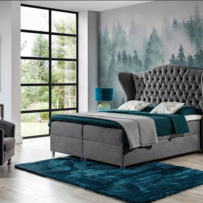 Luxus-Boxspringbett 120x200 RIANA – grau + GRATIS-Topper