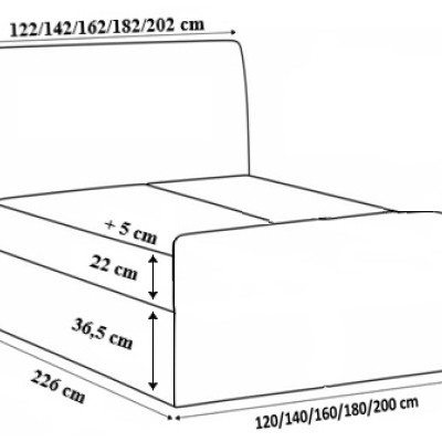 Polsterbett Maxim 120x200, schwarzes Öko-Leder + TOPPER