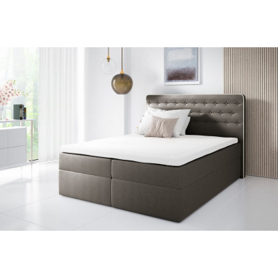 Kontinentales Bett 120x200 MARGITA – braun + Gratis-Topper