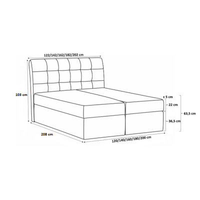 Kontinentales Bett 120x200 MARGITA – braun + Gratis-Topper