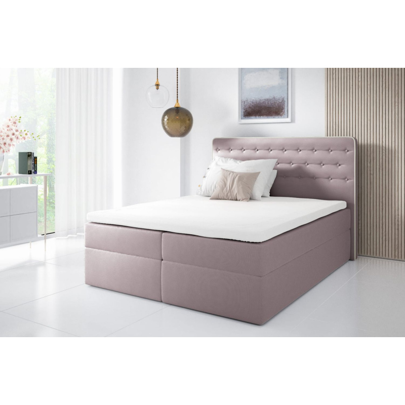 Kontinentales Bett 120x200 MARGITA – rosa + Gratis-Topper