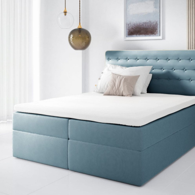 Kontinentales Bett 120x200 MARGITA – blau + Gratis-Topper