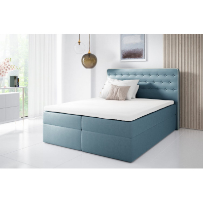 Kontinentales Bett 120x200 MARGITA – blau + Gratis-Topper