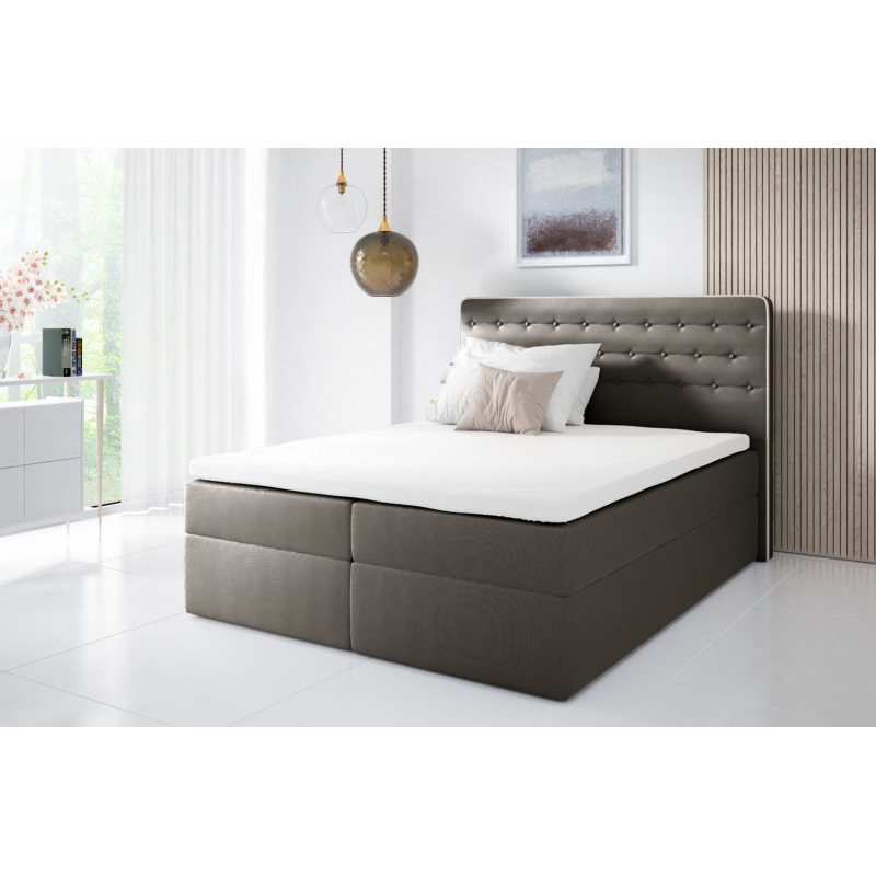 Kontinentales Bett 160x200 MARGITA – braun + Gratis-Topper