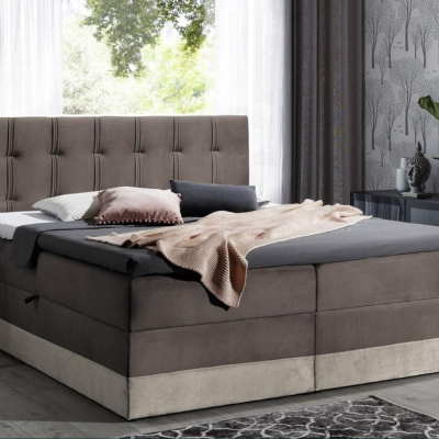 Polsterbett Boxspring 120x200 MARYLIN – Braun + GRATIS Topper