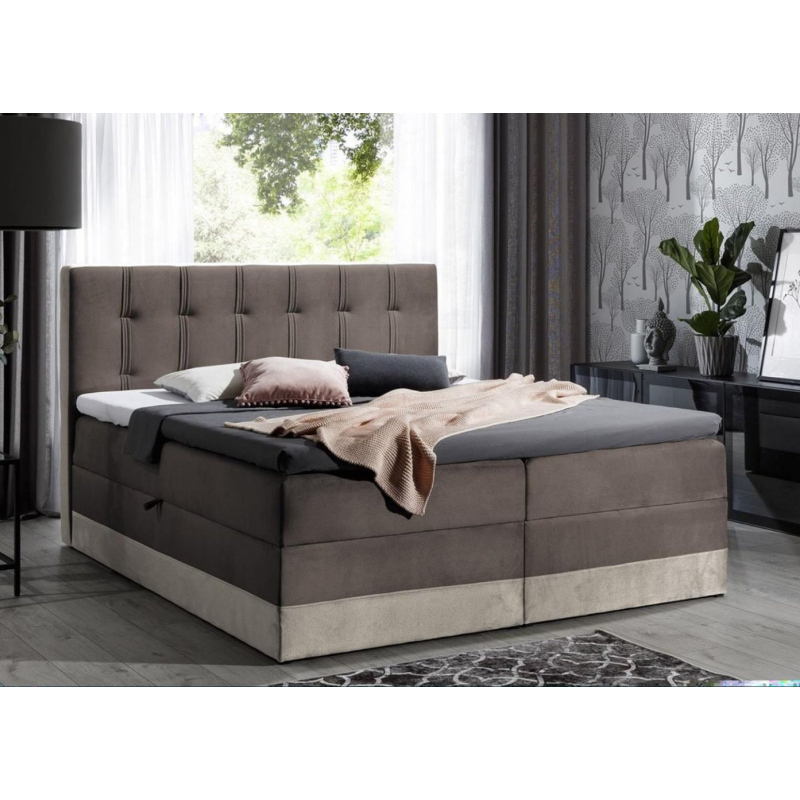 Polsterbett Boxspring 120x200 MARYLIN – Braun + GRATIS Topper