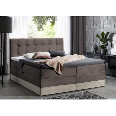 Polsterbett Boxspring 120x200 MARYLIN – Braun + GRATIS Topper