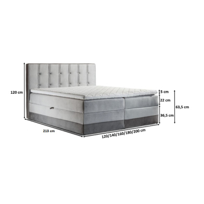 Polsterbett Boxspring 120x200 MARYLIN – Braun + GRATIS Topper