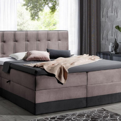 Polsterbett Boxspring 120x200 MARYLIN – Rosa + GRATIS Topper