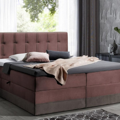 Polsterbett Boxspring 120x200 MARYLIN – Rot + GRATIS Topper