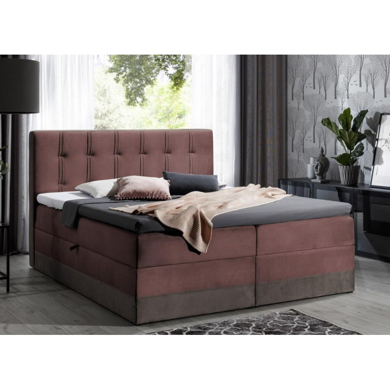 Polsterbett Boxspring 120x200 MARYLIN – Rot + GRATIS Topper