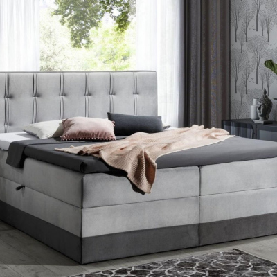 Polsterbett Boxspring 120x200 MARYLIN – Grau + GRATIS Topper