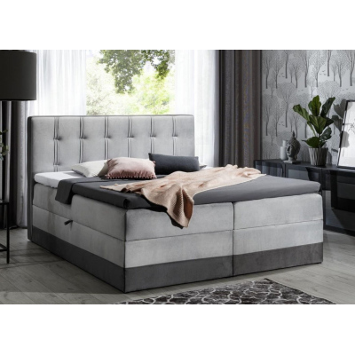 Polsterbett Boxspring 120x200 MARYLIN – Grau + GRATIS Topper