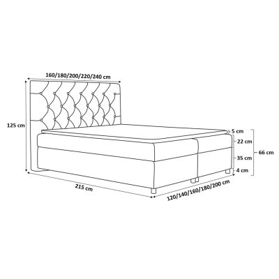 Elegantes Polsterbett 120x200 MAXIMO – hellbeige + Gratis-Topper