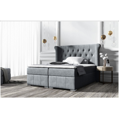 Elegantes Polsterbett 120x200 MAXIMO – grau + Gratis-Topper