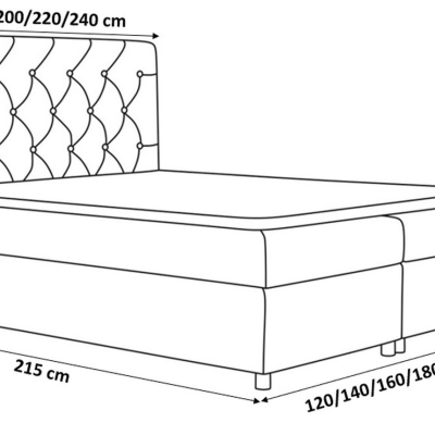 Elegantes Polsterbett 120x200 MAXIMO – schwarz + Gratis-Topper