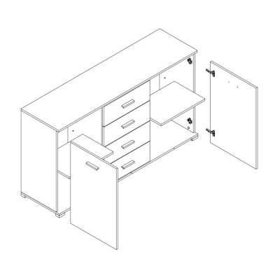 Kombinierte Kommode HUK – Graphit