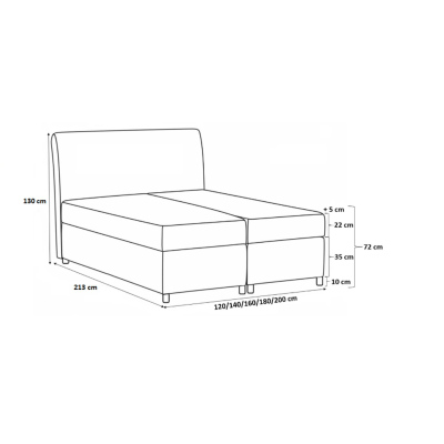 Gepolstertes Doppelbett Tina aus schwarzem Öko-Leder 180 + gratis Topper