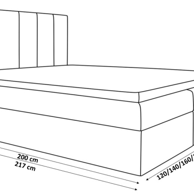 Kaspis Kontinentales Bett aus schwarzem Öko-Leder 120 + Gratis-Topper