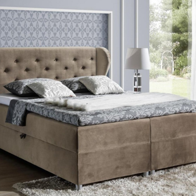 Boxspringbett 120x200 PADMA – Hellbraun + GRATIS Topper