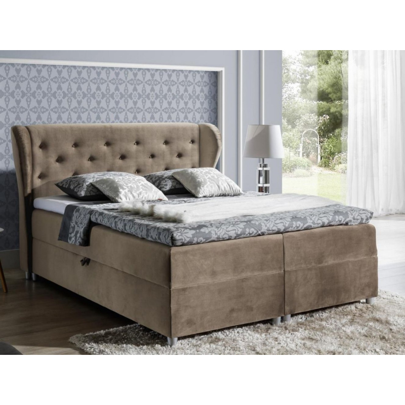 Boxspringbett 120x200 PADMA – Hellbraun + GRATIS Topper