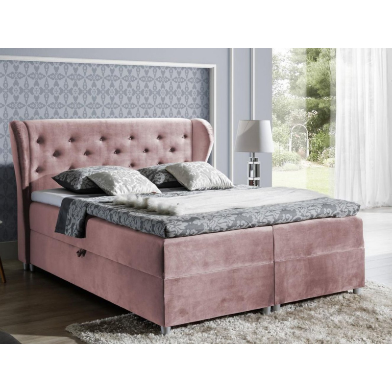 Boxspringbett 120x200 PADMA – Rosa + GRATIS Topper