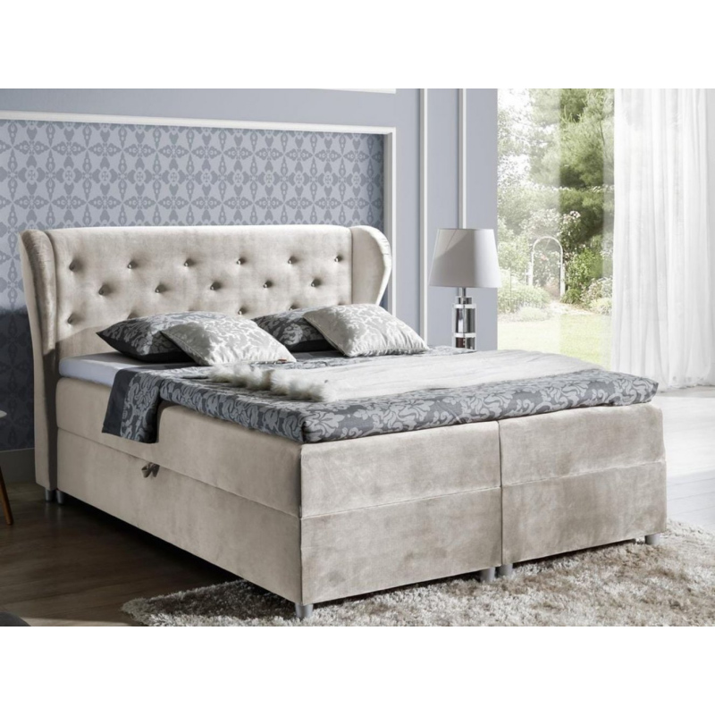 Boxspringbett 120x200 PADMA – Beige + GRATIS Topper