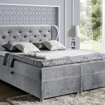 Boxspringbett 120x200 PADMA – Grau + GRATIS Topper