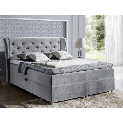 Boxspringbett 120x200 PADMA – Grau + GRATIS Topper