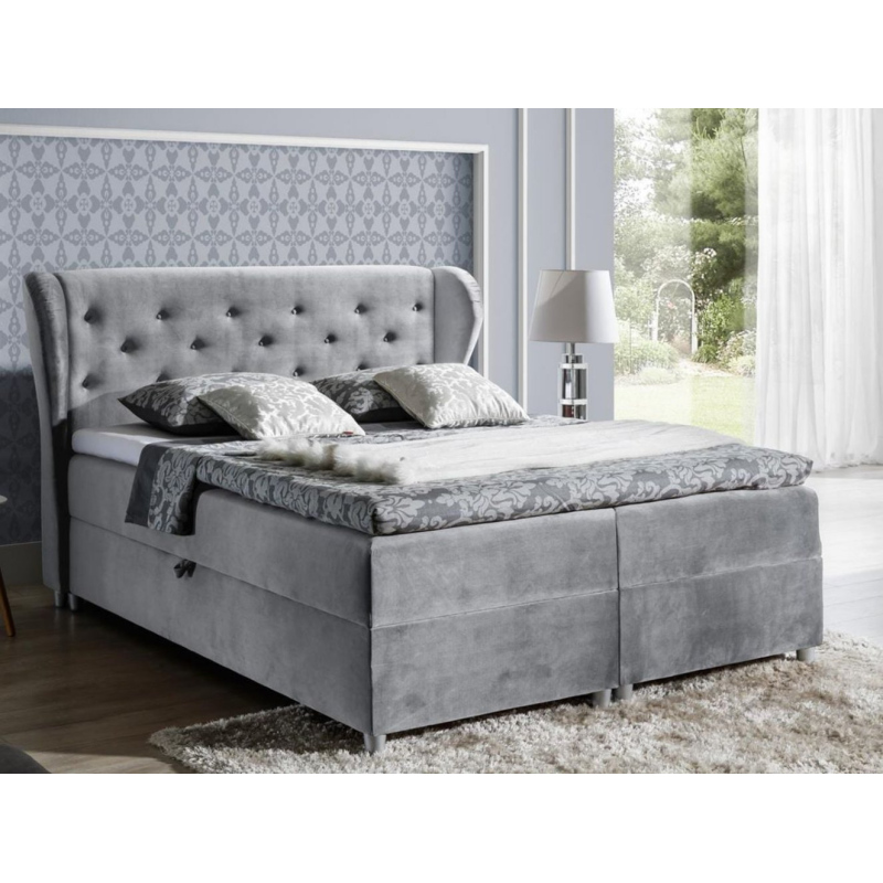 Boxspringbett 140x200 PADMA – Grau + GRATIS Topper