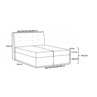 Stilvolles kontinentales Bett Giulio schwarz 200 x 200 + kostenloser Topper