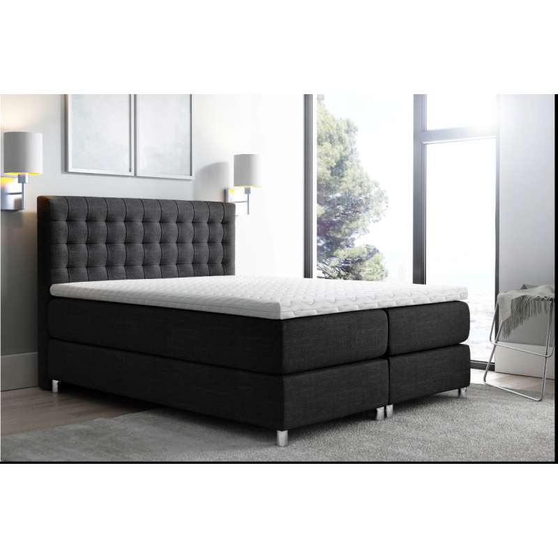 Boxspringbett 120x200 LUCA – Schwarz + GRATIS Topper