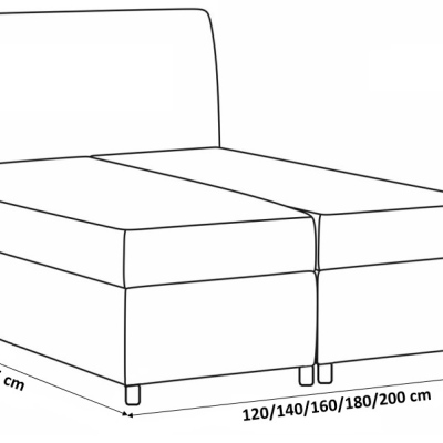 Hohes Polsterbett Boxspring Luca schwarz 140 + gratis Topper