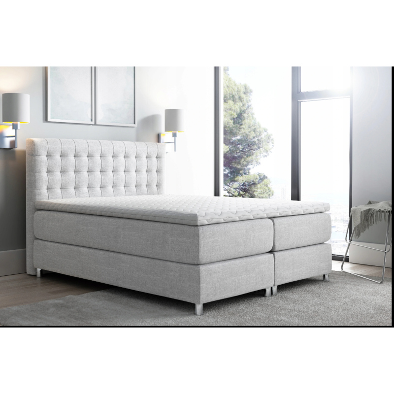 Boxspringbett 200x200 LUCA – Grau + GRATIS Topper